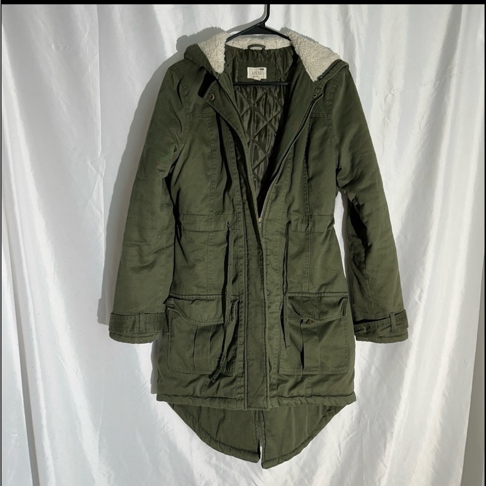 LA Hearts Jr Size M Jacket Parka Outerwear Coat Thick Warm Hooded Olive Green